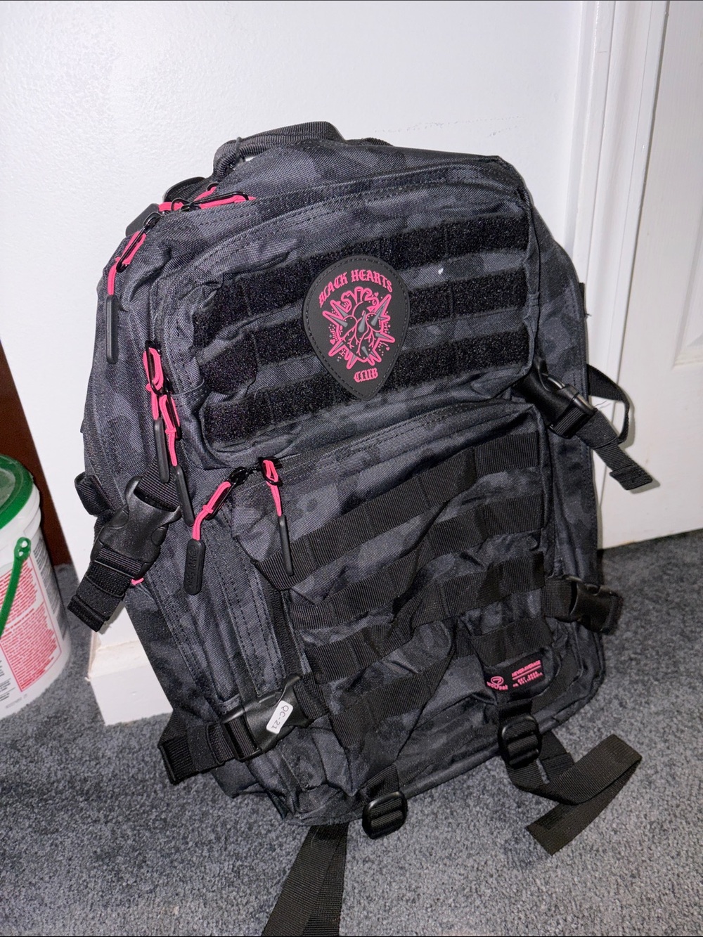 Black Camo Tactical Backpack with Pink Accents - Black hearts club